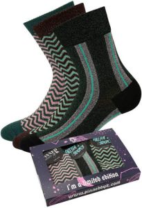 Pinned by K giftbox sokken set van 3 zwart multi
