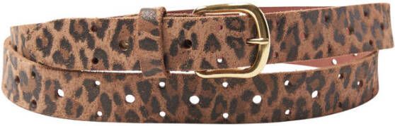 Pinned by K leren riem met panterprint bruin
