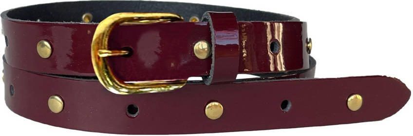 Pinned by K leren riem met studs bordeauxrood