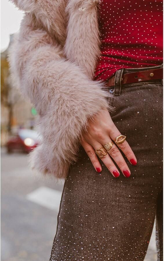 Pinned by K leren riem met studs bordeauxrood - Foto 2