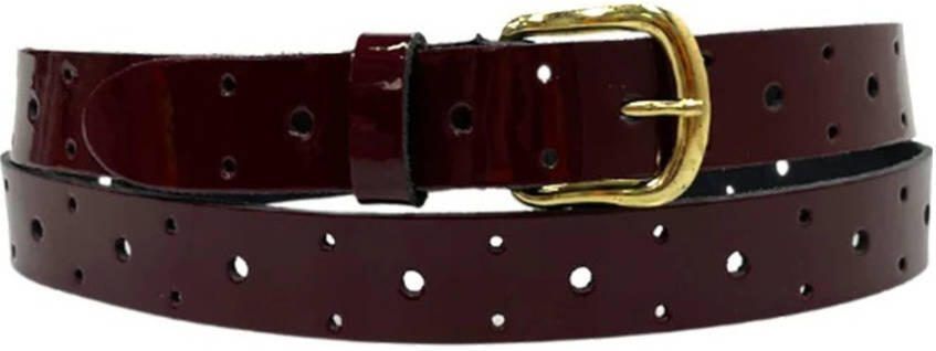 Pinned by K leren riem met studs bordeauxrood