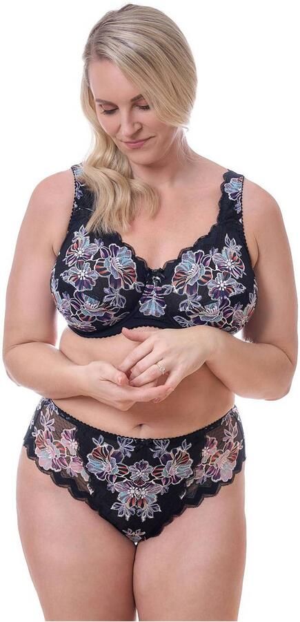 Plaisir Beate gebloemde brazilian slip zwart meerkleurig