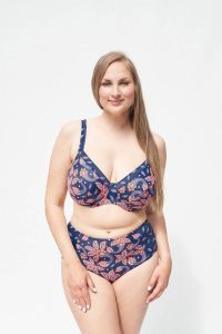 Plaisir +size high waist bikinibroekje blauw oranje