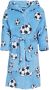 Playshoes fleece badjas Soccer met voetbal dessin lichtblauw All over print 110 116 - Thumbnail 1