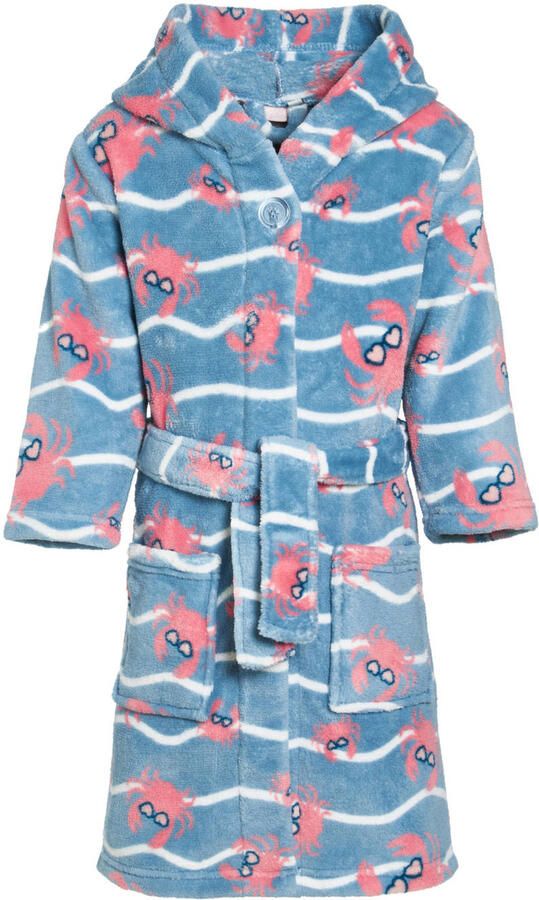 Playshoes badjas Crab lichtblauw roze