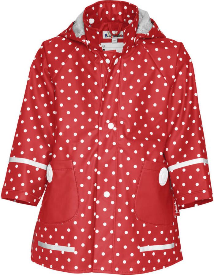 Playshoes regenjas Dots met stippen rood wit Meisjes Polyester Capuchon 104