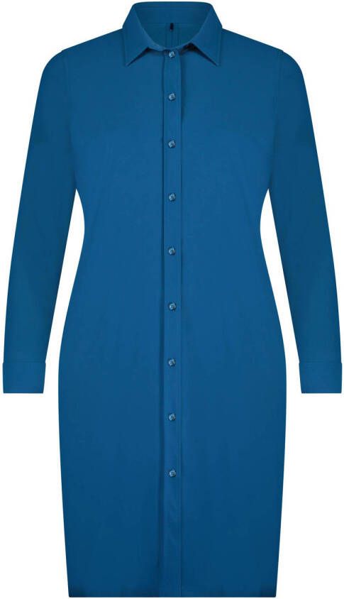 Plus Basics blousejurk van travelstof blauw