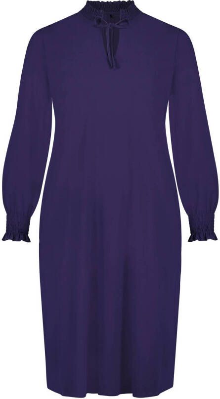 Plus Basics Smock Jurk LS Must Have Toevoeging aan je Garderobe Blue Dames Kledingwinkel