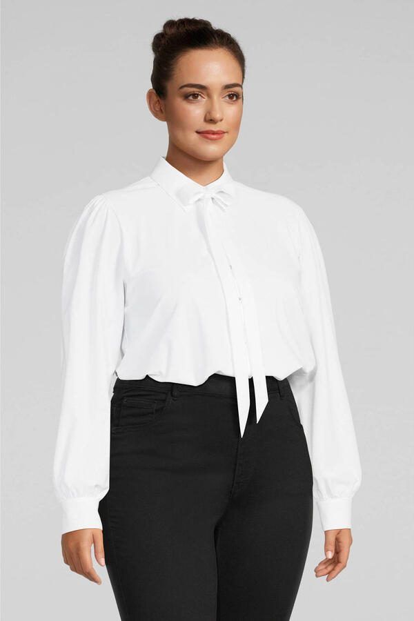 Plus Basics blouse van travelstof wit - Foto 4