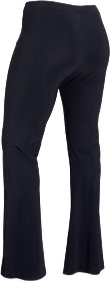 Plus Basics flared broek van travelstof donkerblauw - Foto 4