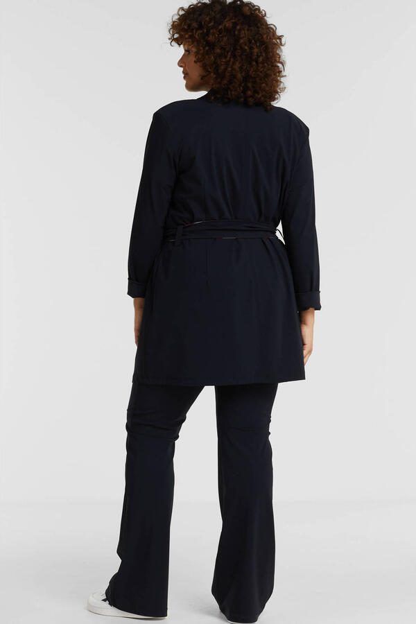 Plus Basics flared broek van travelstof donkerblauw - Foto 3