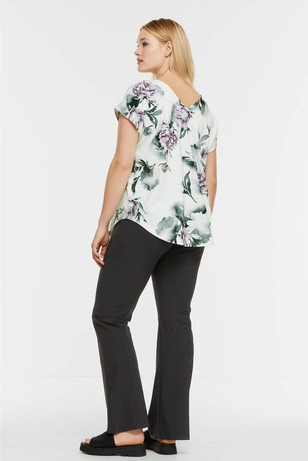 Plus Basics flared broek van travelstof zwart - Foto 2