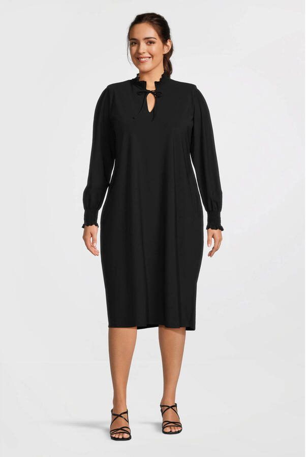 Plus Basics jurk van travelstof zwart - Foto 2