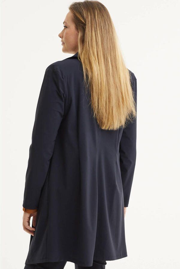 Plus Basics lange blazer van travelstof donkerblauw - Foto 2