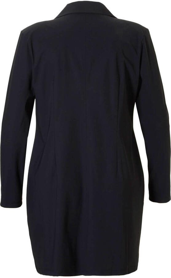 Plus Basics lange blazer van travelstof zwart