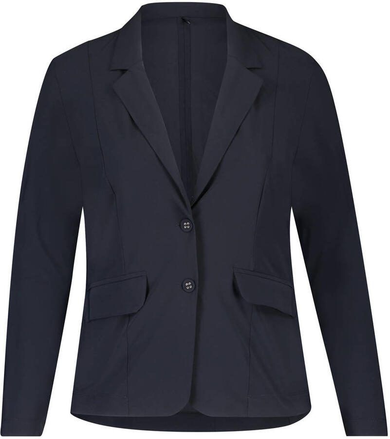 Plus Basics rechtvallende blazer van travelstof blauw