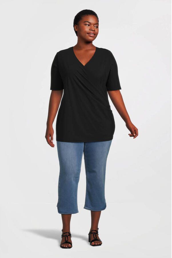 Plus Basics top van travelstof zwart - Foto 2