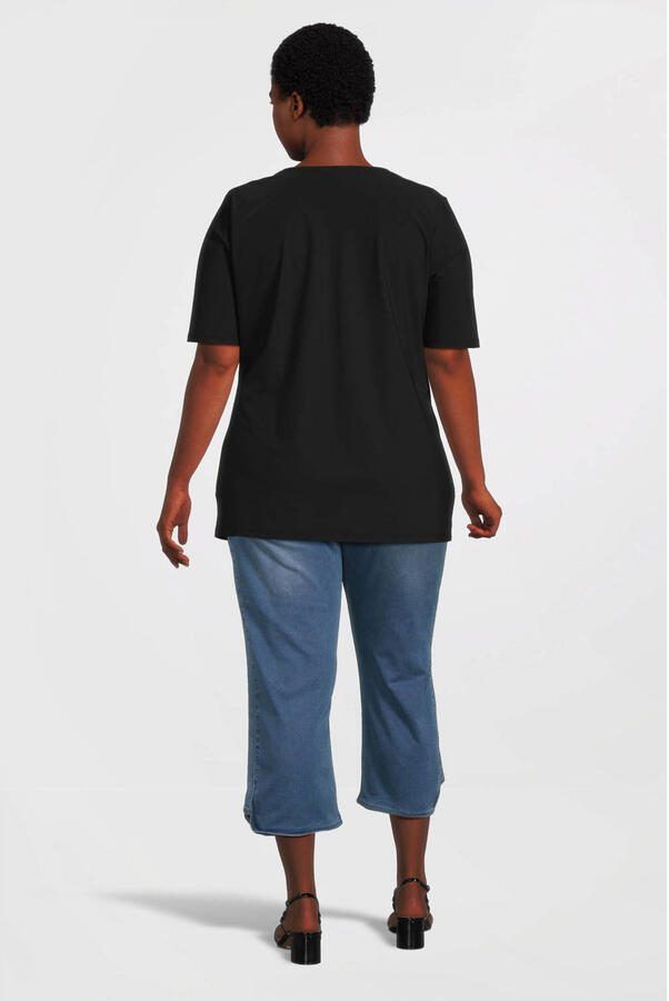 Plus Basics top van travelstof zwart - Foto 3