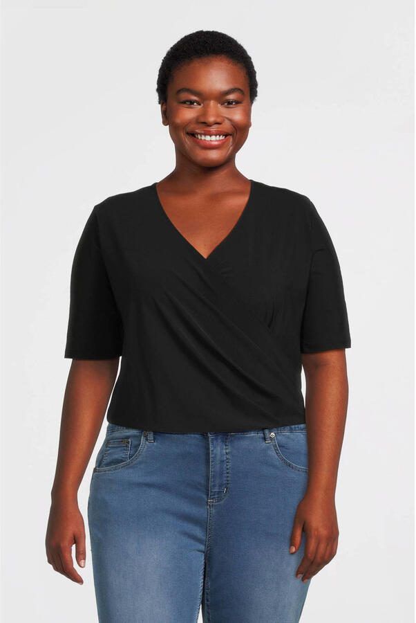 Plus Basics top van travelstof zwart - Foto 4