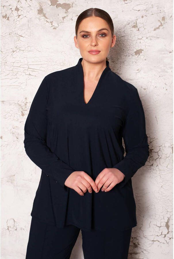 Plus Basics Klassieke Top Lange Mouw Zwart Dames - Foto 2