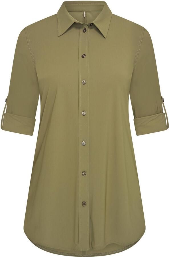 Plus Basics travelstof blouse olijfgroen