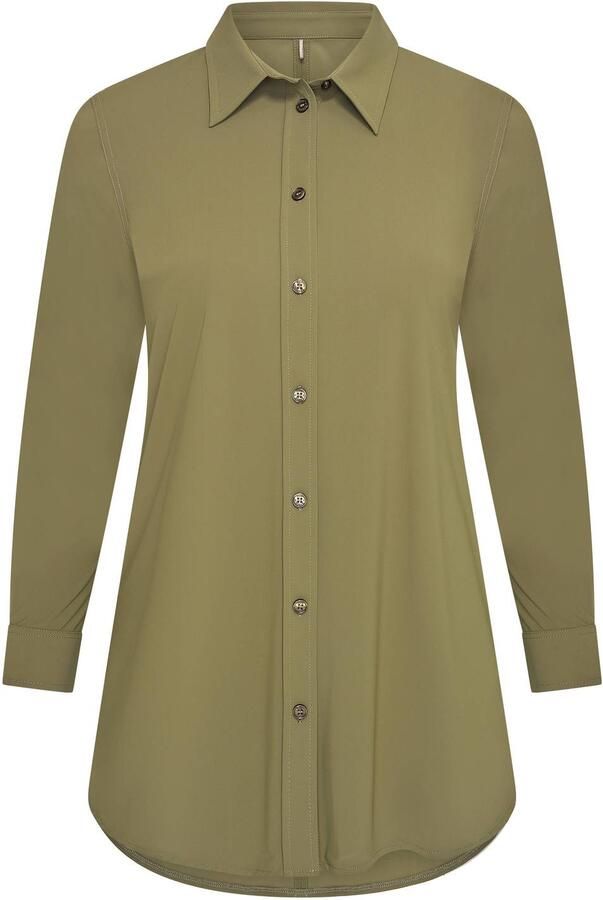 Plus Basics travelstof blouse olijfgroen - Foto 3