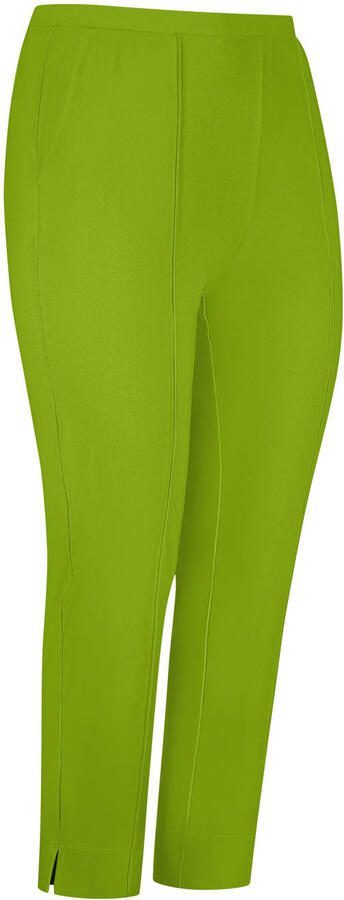 Plus Basics travelstof straight high waist broek groen - Foto 1