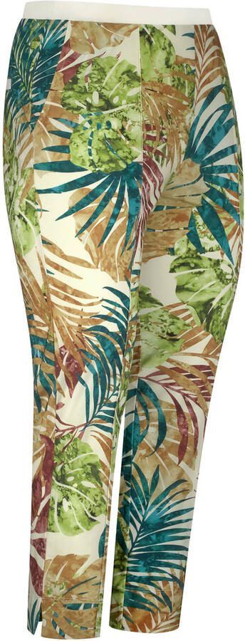 Plus Basics travelstof straight high waist broek groen - Foto 1