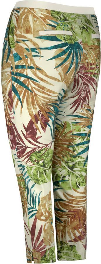 Plus Basics travelstof straight high waist broek groen - Foto 3