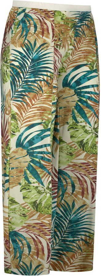 Plus Basics travelstof wide leg high waist broek groen - Foto 1