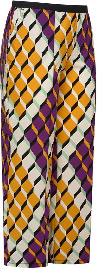 Plus Basics travelstof wide leg regular waist gestreepte broek - Foto 2