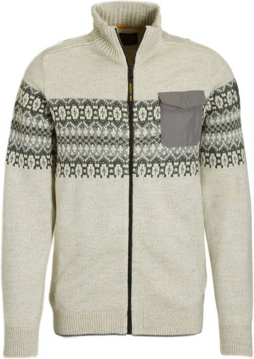PME Legend Zip jacket mixed cotton knit silver birch Beige Heren