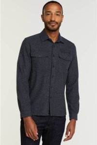 Donkerblauwe PME Legend Casual Overhemd Long Sleeve Shirt Wool Blend