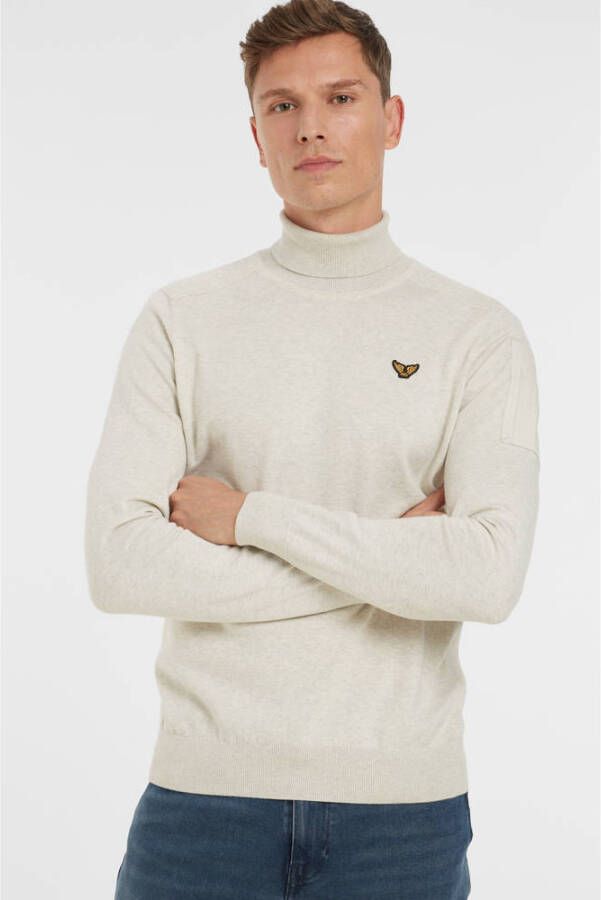 PME Legend Turtleneck cotton elite knit silver birch Beige Heren