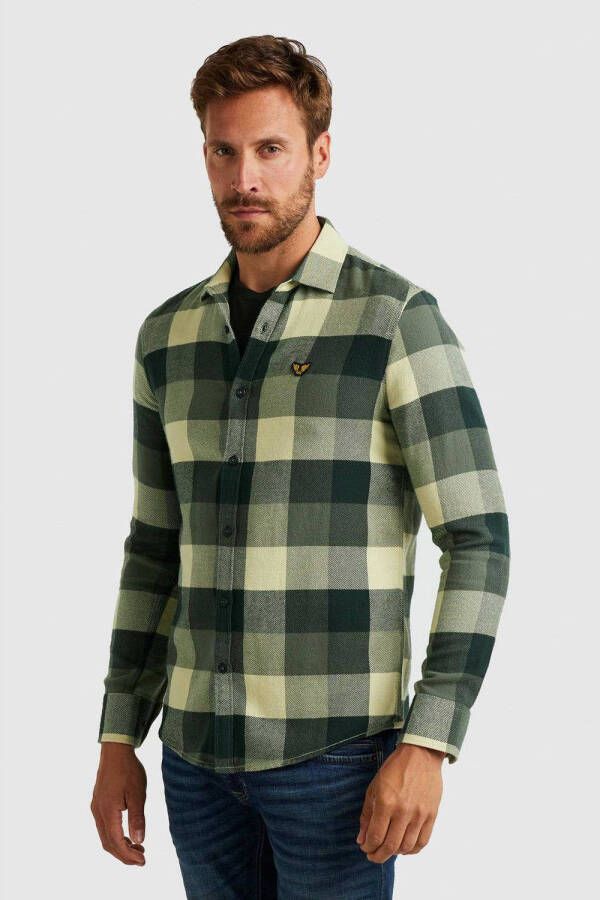 PME LEGEND Heren Overhemden Long Sleeve Shirt Heavy Ctn Twill Check Groen