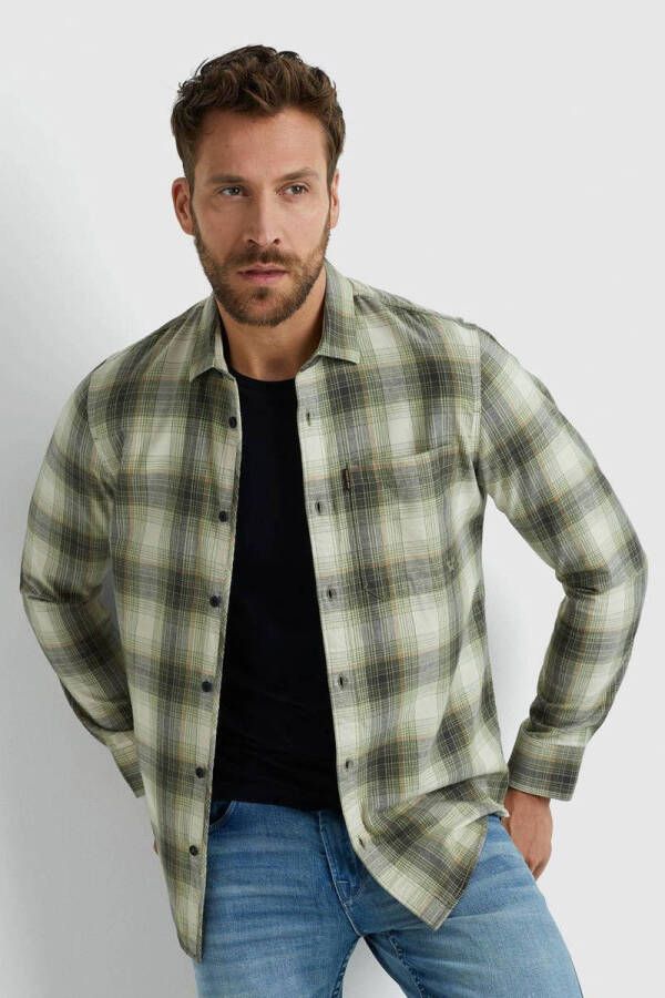 PME Legend Olijf Casual Overhemd Long Sleeve Shirt Ctn Yd Twill Check
