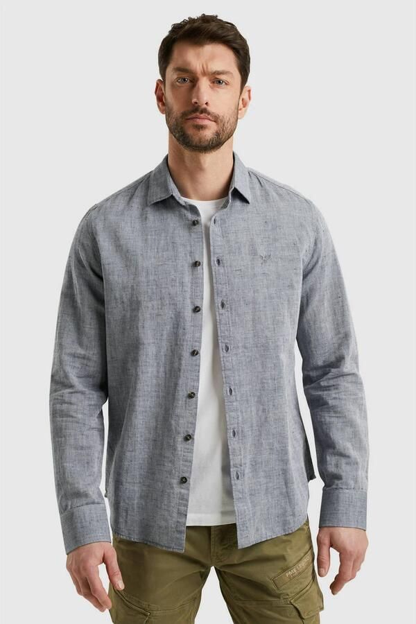 PME LEGEND Overhemd van een katoen linnen blend - Foto 3