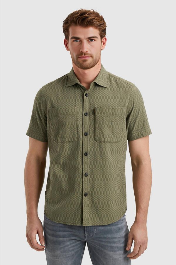 PME Legend casual overhemd met ingebreid patroon groen