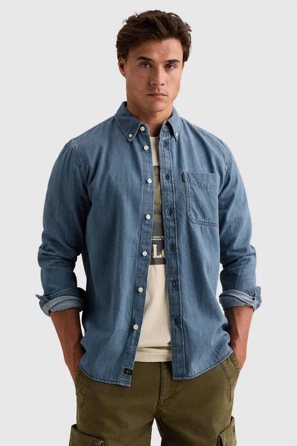 PME Legend denim regular fit overhemd mid wash