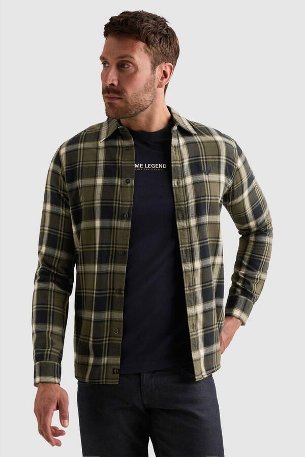 PME LEGEND Overhemd met lumberjack ruitpatroon en geborduurd logo