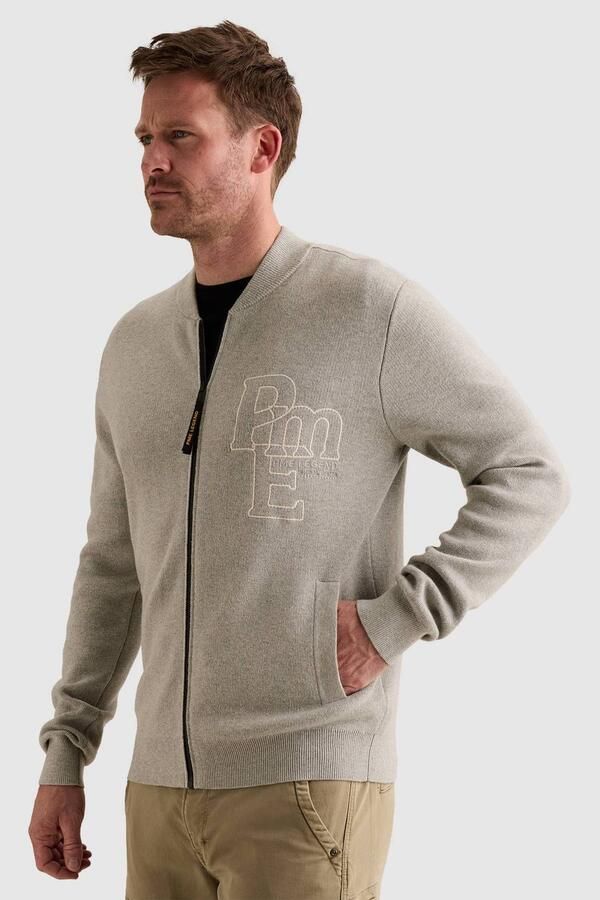 PME Legend gebreid vest met borduursels print en wol grijs