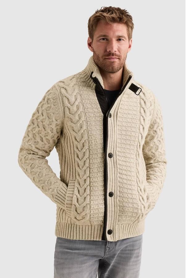 PME LEGEND Vest van een wolblend met kabelpatroon