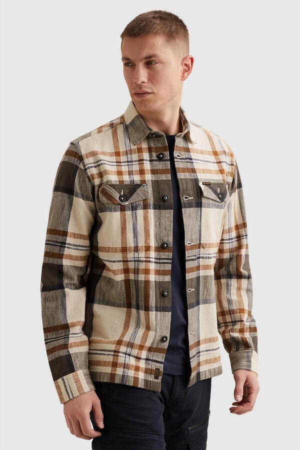 PME Legend geruit overshirt ecru