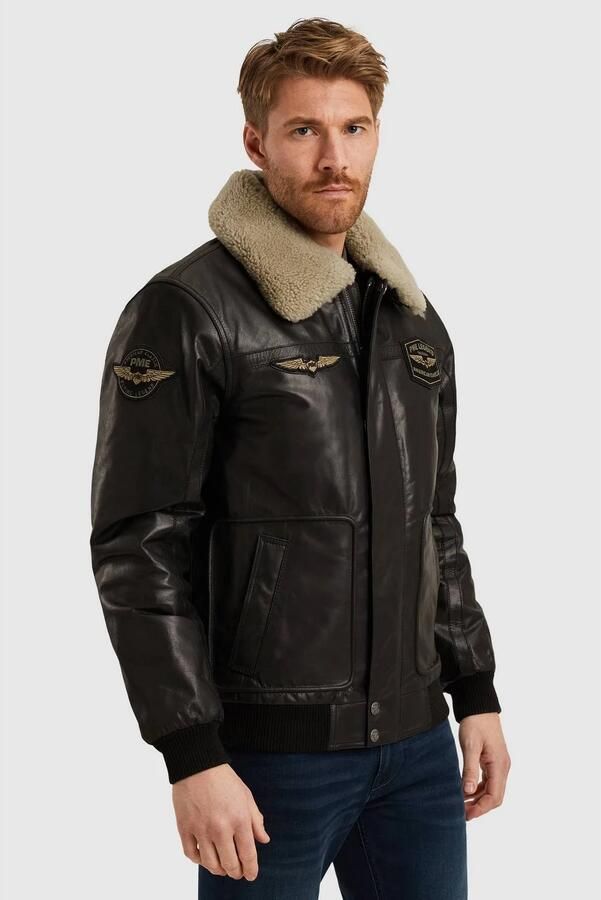 PME Legend HUDSON leren bomberjack met teddy details pirate black - Foto 2