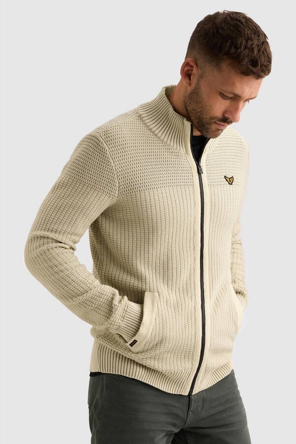 PME Legend Regular fit gebreid jack van puur katoen met labelstitching - Foto 3