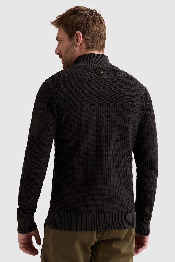 PME Legend Regular fit gebreid jack van puur katoen met labelstitching - Foto 3