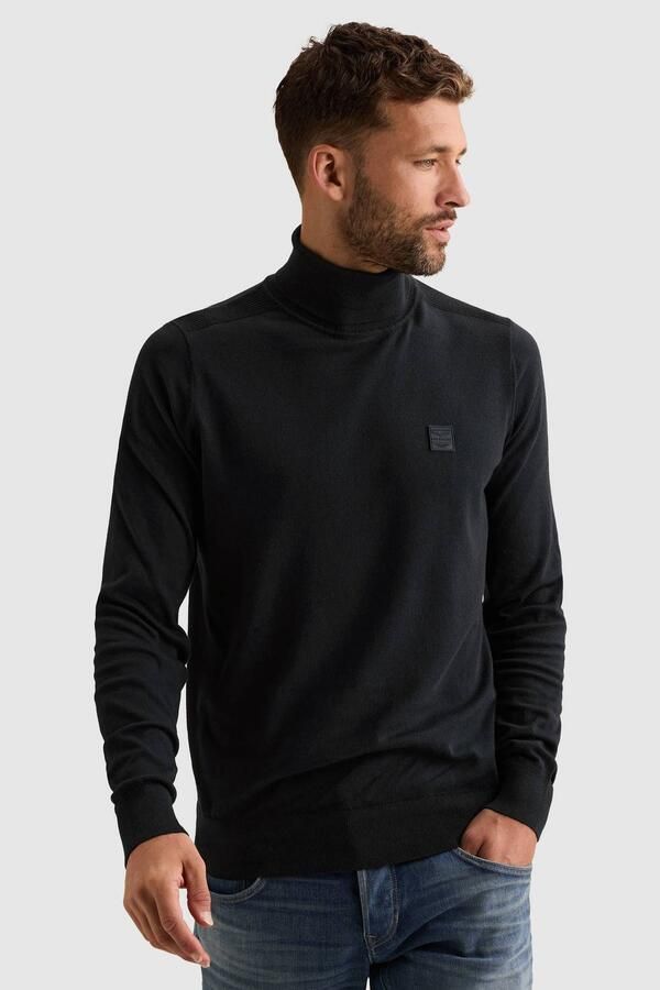 PME Legend katoenen regular fit coltrui donkerblauw
