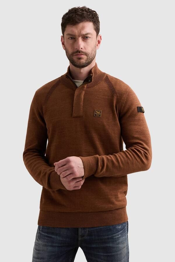 PME Legend katoenen regular fit gebreide gemêleerde trui arabian spice