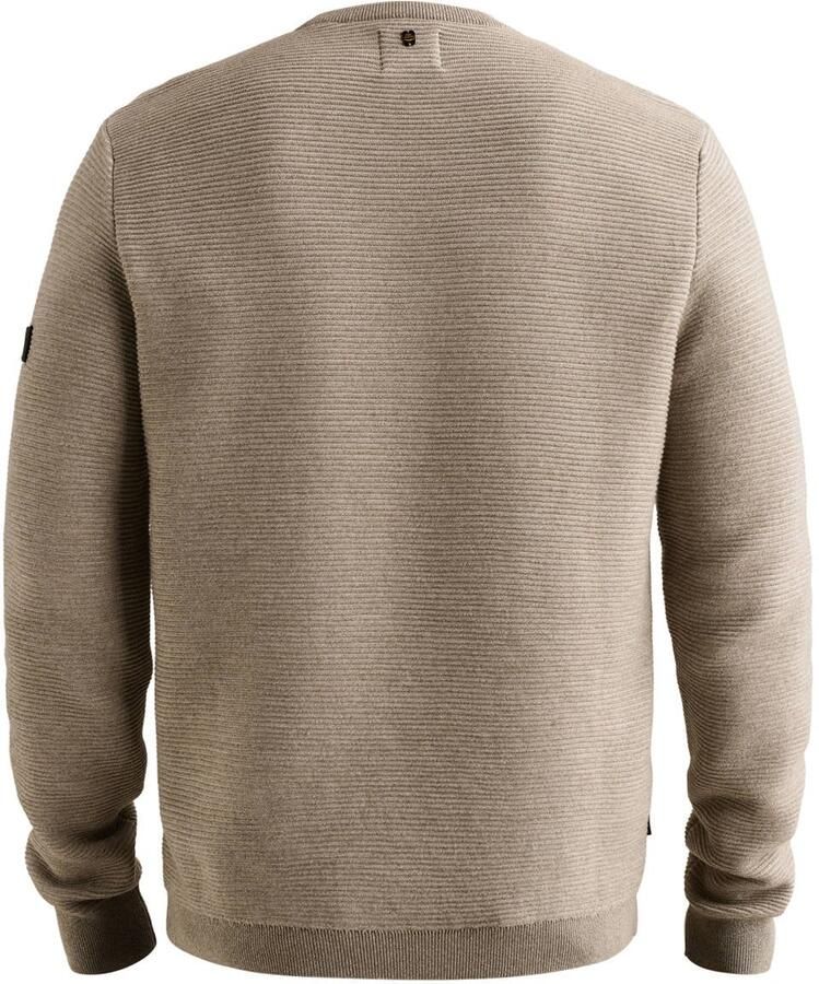 PME Legend katoenen regular fit gebreide gemêleerde trui beige