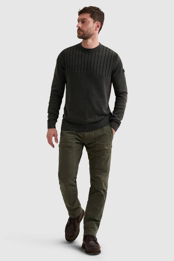 PME Legend Regular fit gebreide pullover van zuivere katoen met labeldetail
